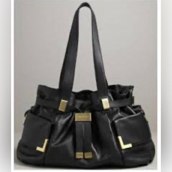 MICHAEL KORS Beverly Drawstring Black Leather Satchel - Picture 4 of 15